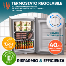 Carica l'immagine nel visualizzatore di Gallery, Stillstern Congelatore Mini 42L Silenzioso, 4 Stelle -18°C, Compatto con Serratura, Porta Reversibile, Ideale per Ufficio e Campeggio, Argento
