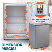 Carica l'immagine nel visualizzatore di Gallery, Stillstern Congelatore Mini 42L Silenzioso, 4 Stelle -18°C, Compatto con Serratura, Porta Reversibile, Ideale per Ufficio e Campeggio, Argento

