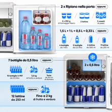 Carica l'immagine nel visualizzatore di Gallery, Stillstern Mini Frigorifero 45L con Congelatore, Sbrinamento Automatico, Silenzioso, Chiusura di Sicurezza, Ideale per Ufficio, Camera e Hotel, Bianco
