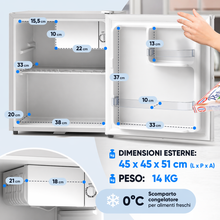 Carica l'immagine nel visualizzatore di Gallery, Stillstern Mini Frigorifero 45L con Congelatore, Sbrinamento Automatico, Silenzioso, Chiusura di Sicurezza, Ideale per Ufficio, Camera e Hotel, Bianco
