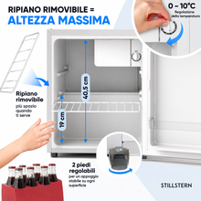 Carica l'immagine nel visualizzatore di Gallery, Stillstern Mini Frigorifero 45L con Congelatore, Sbrinamento Automatico, Silenzioso, Chiusura di Sicurezza, Ideale per Ufficio, Camera e Hotel, Bianco
