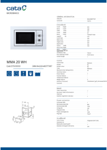 Carica l'immagine nel visualizzatore di Gallery, Microonde da Incasso 20L con Grill 1000W CATA MMA 20 WH – Acciaio Inox Bianco 60 cm

