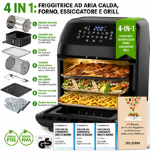 Carica l'immagine nel visualizzatore di Gallery, Stillstern Friggitrice ad Aria 12L MULTI-FryHD 1800W XXL, 12 Programmi, Touch LED, Preriscaldamento, Mantenimento Caldo, Senza Olio, Nero
