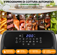 Carica l'immagine nel visualizzatore di Gallery, Stillstern Friggitrice ad Aria 12L MULTI-FryHD 1800W XXL, 12 Programmi, Touch LED, Preriscaldamento, Mantenimento Caldo, Senza Olio, Nero
