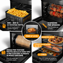 Carica l'immagine nel visualizzatore di Gallery, Stillstern Friggitrice ad Aria 12L MULTI-FryHD 1800W XXL, 12 Programmi, Touch LED, Preriscaldamento, Mantenimento Caldo, Senza Olio, Nero
